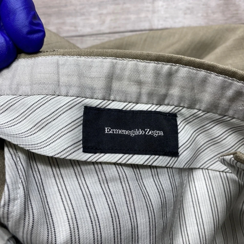 Ermenegildo Zegna Dress Pants Mens 36 Tan Wool Flat Front Luxury Business